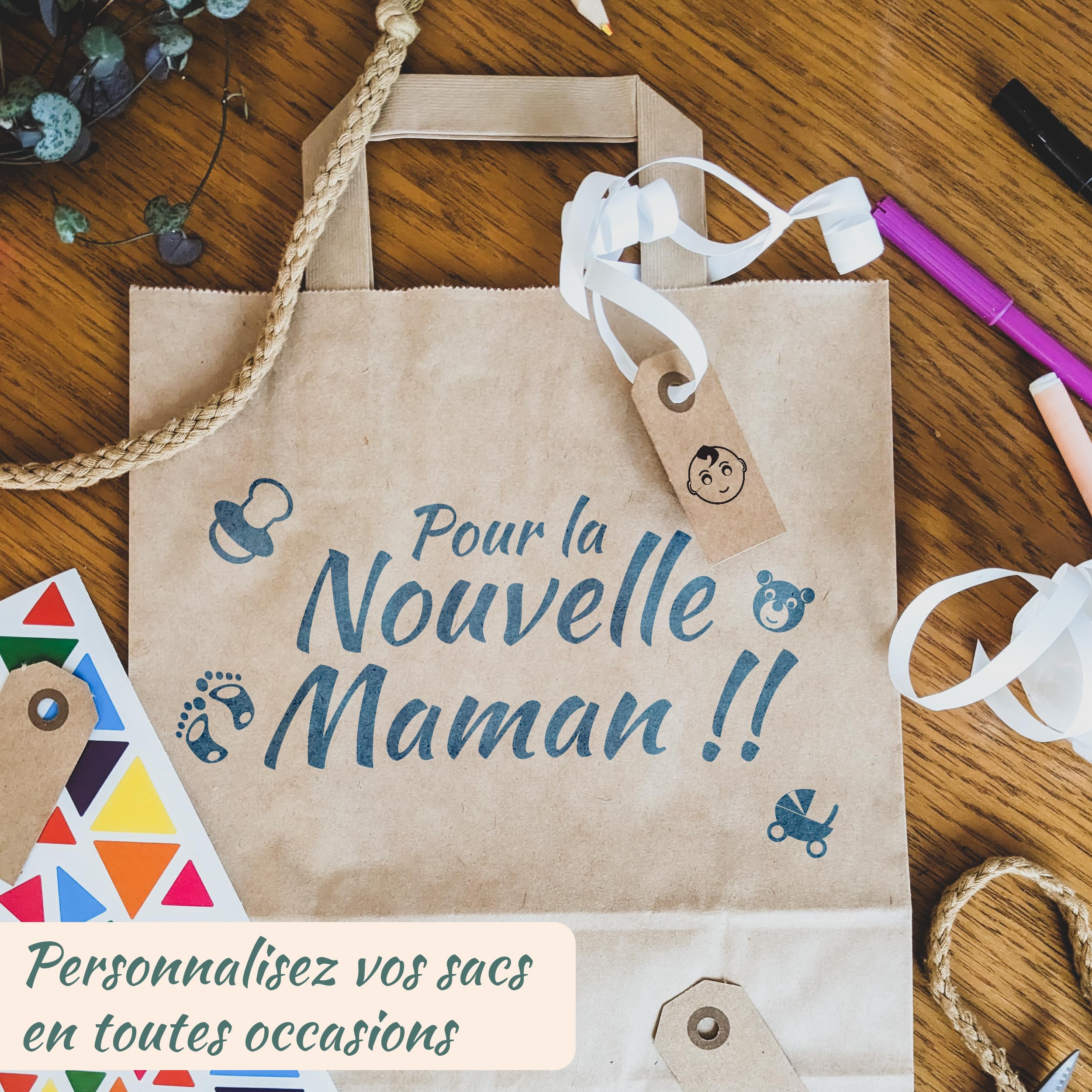 PACKY - Sac Papier Kraft 26x35x12 Cm - 50 Pièces - Sac Kraft Avec Poignée | Large choix