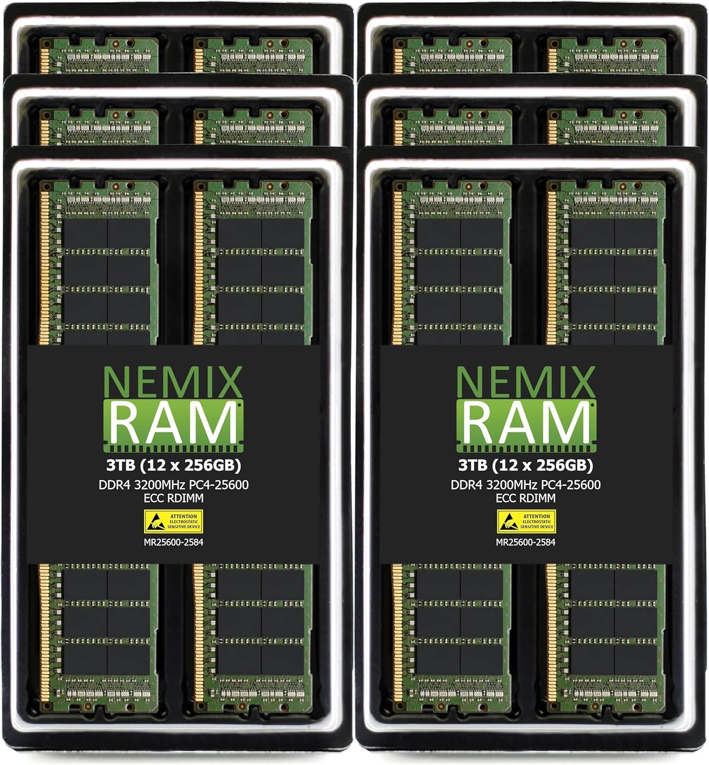 NEMIX RAM 3TB (12X256GB) DDR4 3200MHz PC4-25600 8Rx4 1.2V CL22 288-PIN ECC RDIMM Registered Server Memory KIT