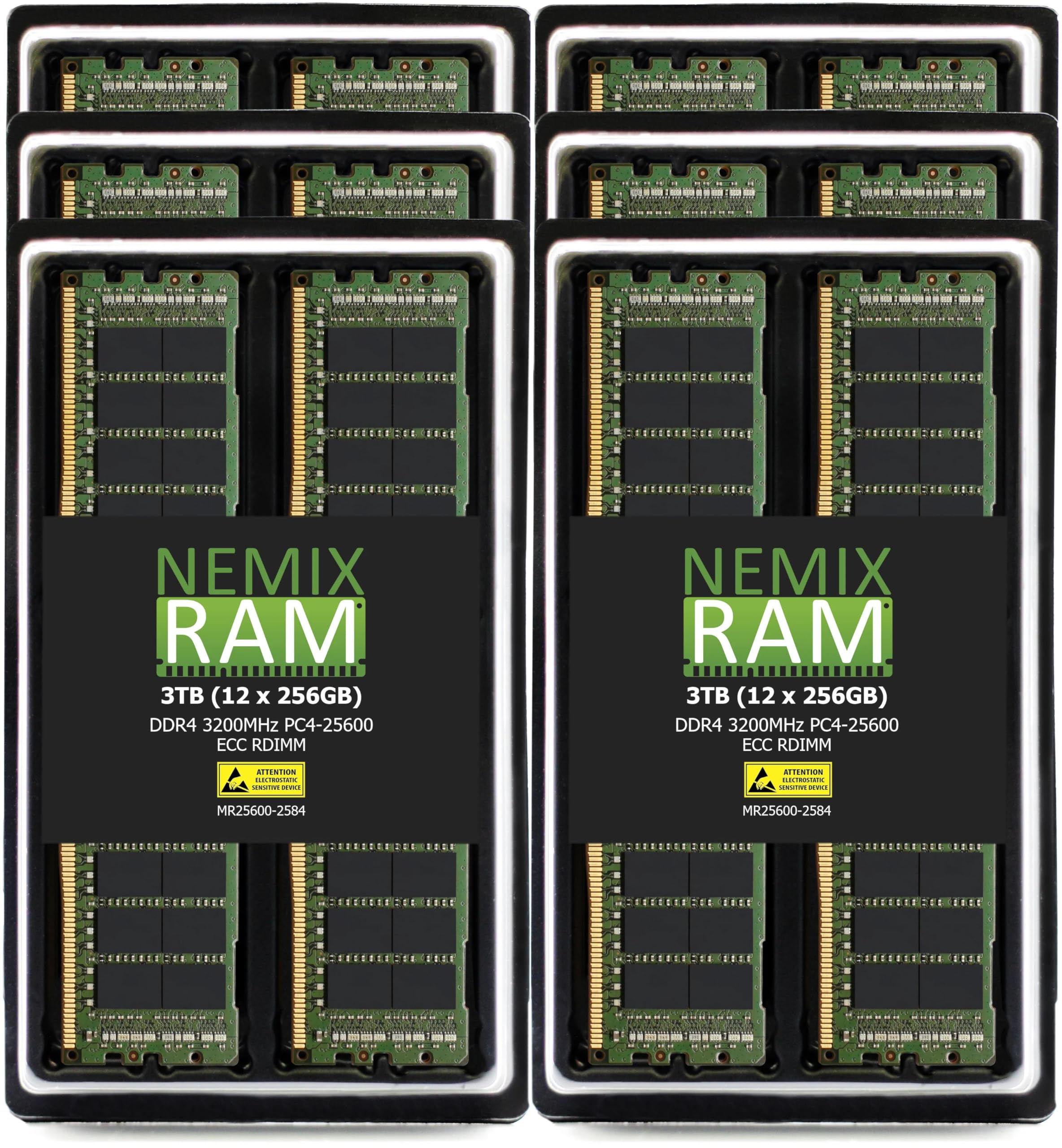 NEMIX RAM 3TB (12X256GB) DDR4 3200MHZ PC4-25600 8Rx4 1.2V CL22 288-PIN ECC RDIMM Registered Server Memory KIT