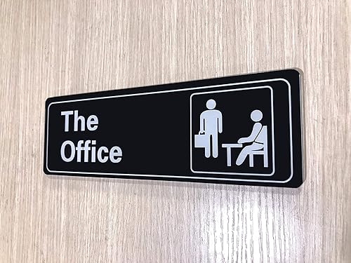 Miniatura 6 de Letrero de oficina, autoadhesivo, 9 x 3 pulgadas, placa de nombre para puerta o pared, acrílico (negro y blanco)