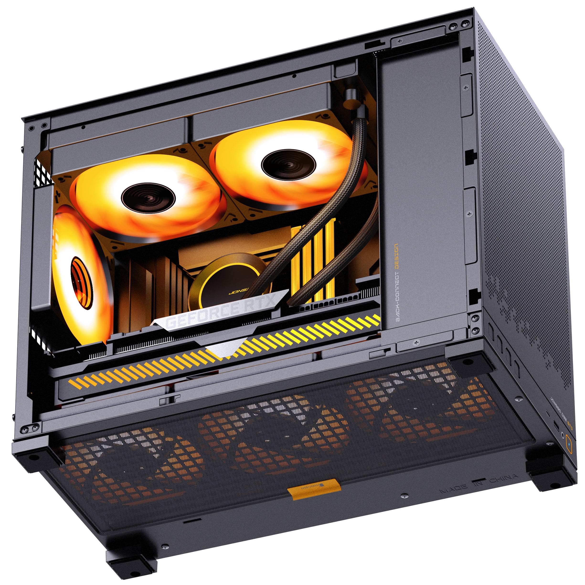 Jonsbo D32 STD Mesh Case PC Nero | Mini Case per Micro-ATX, compatibile con Back-Connect, forte flusso d'aria, compatto e elegante per build da gaming