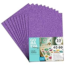 m-office Fogli di Gomma Eva Colorata Glitterata, Gomma Crepla per Scrapbooking, Scuola, Cartoncini Creativi, Lavoretti, Torte Scenografiche, Scuola o Progetti Artistici 40x60cm (Viola, 10uds)