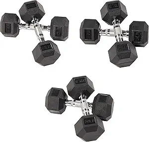Premium Rubber Coated Hex Dumbbell Weight Set, Multiple Packages