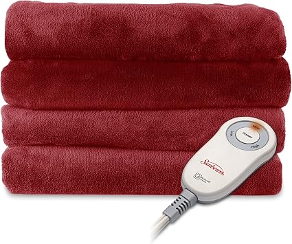 Sunbeam TSM8US-R385-32A00 Microplush Heated Throw, Red Brick