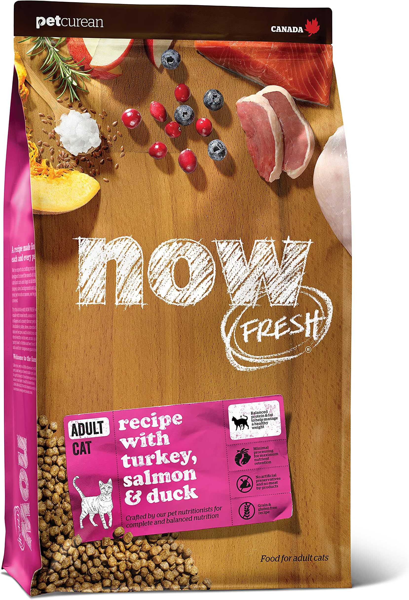 Now Fresh Adult Dry Cat Food, Turkey, Salmon & Duck Recipe, Grain-Free, Chicken-Free, 3 lbs