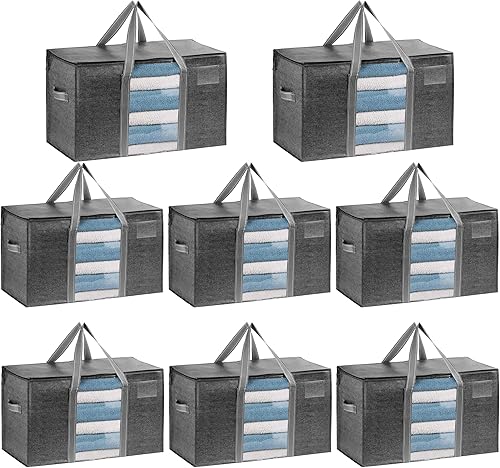 VENO Paquete de 8 bolsas para mudanza, suministros de mudanza, cajas de almacenamiento de embalaje universitario con tapas alternativas, bolsas