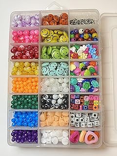 مجموعة خرز لصناعة المجوهرات والاساور بنفسك للاطفال والكبار الاحرف الابجدية الملونة من الاكريليك القلادات والاعمال الحرفية الخرز في صندوق مع الاكسسوارات - 5 000 قطعة