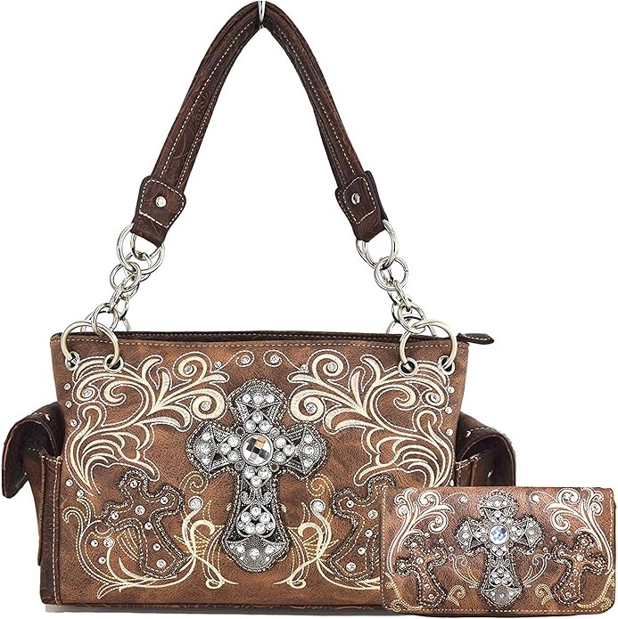 Western Cowgirl Concealed Carry Cross Rhinestone Purse
