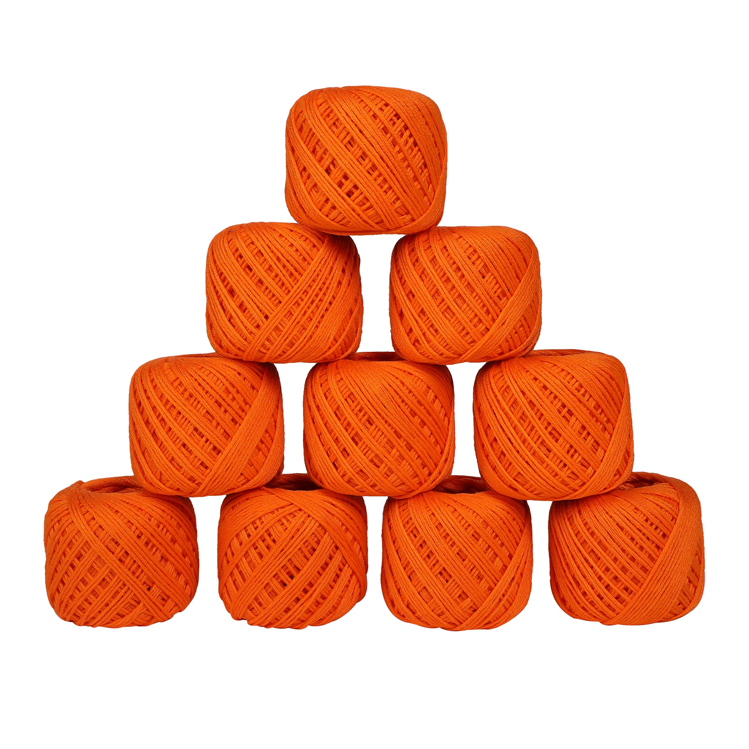 TIMESETL Crochet Thread Set Of 10 Ball Crochet Cotton Thread Yarn For Knitting And Craft Making. Size 20 Gram 55 To 60 Mtr Approx (Orange), 230 Gram
