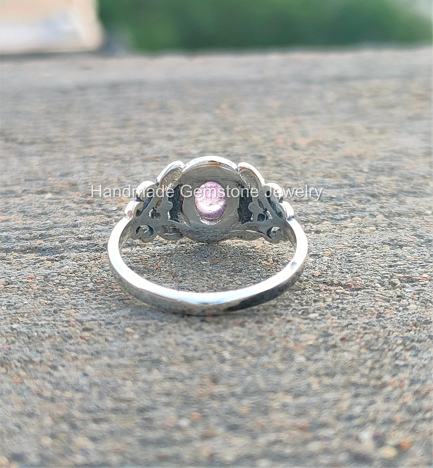 Amethyst Ring, Artisan Design Ring, Promise Ring, Boho Ring, Oval Stone Ring, February Birthstone Ring, Engagement Ring, Antique Ring, Healing Crystal Ring