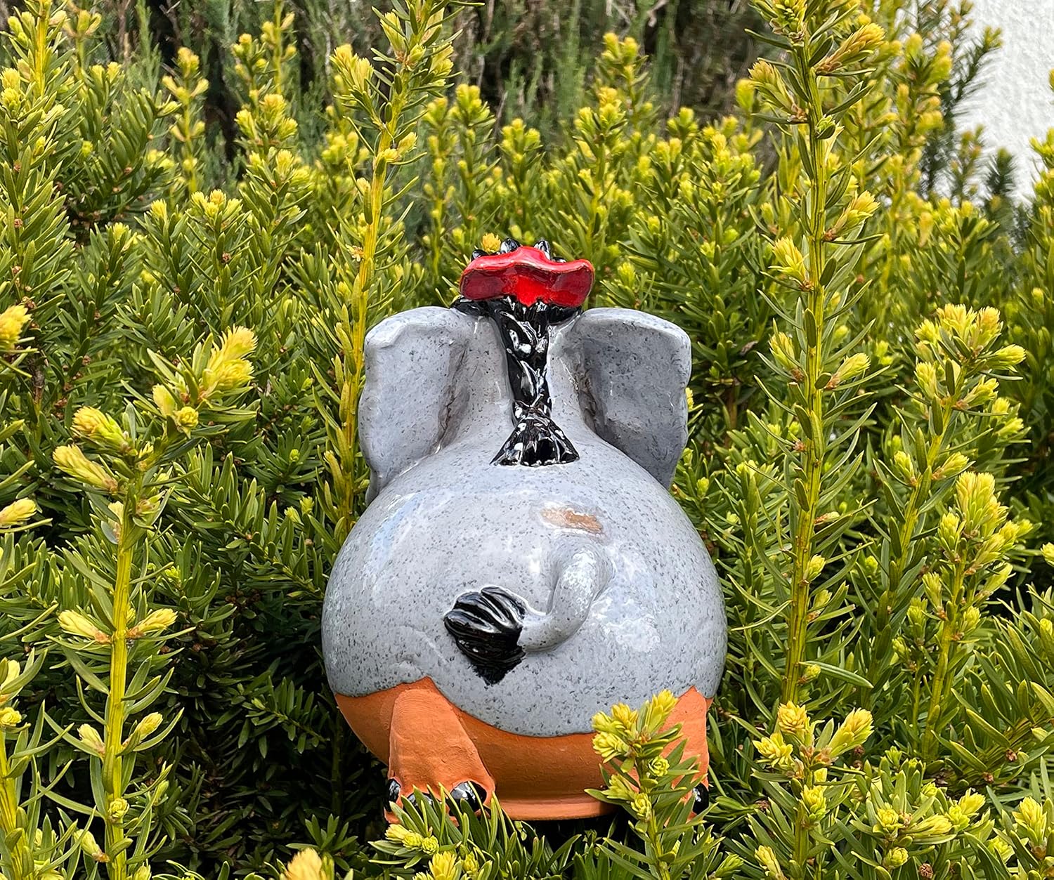Ceramic Decoration for Garden and Yard | Outdoor Ornament with Stake | Elephant Girl | GKR42