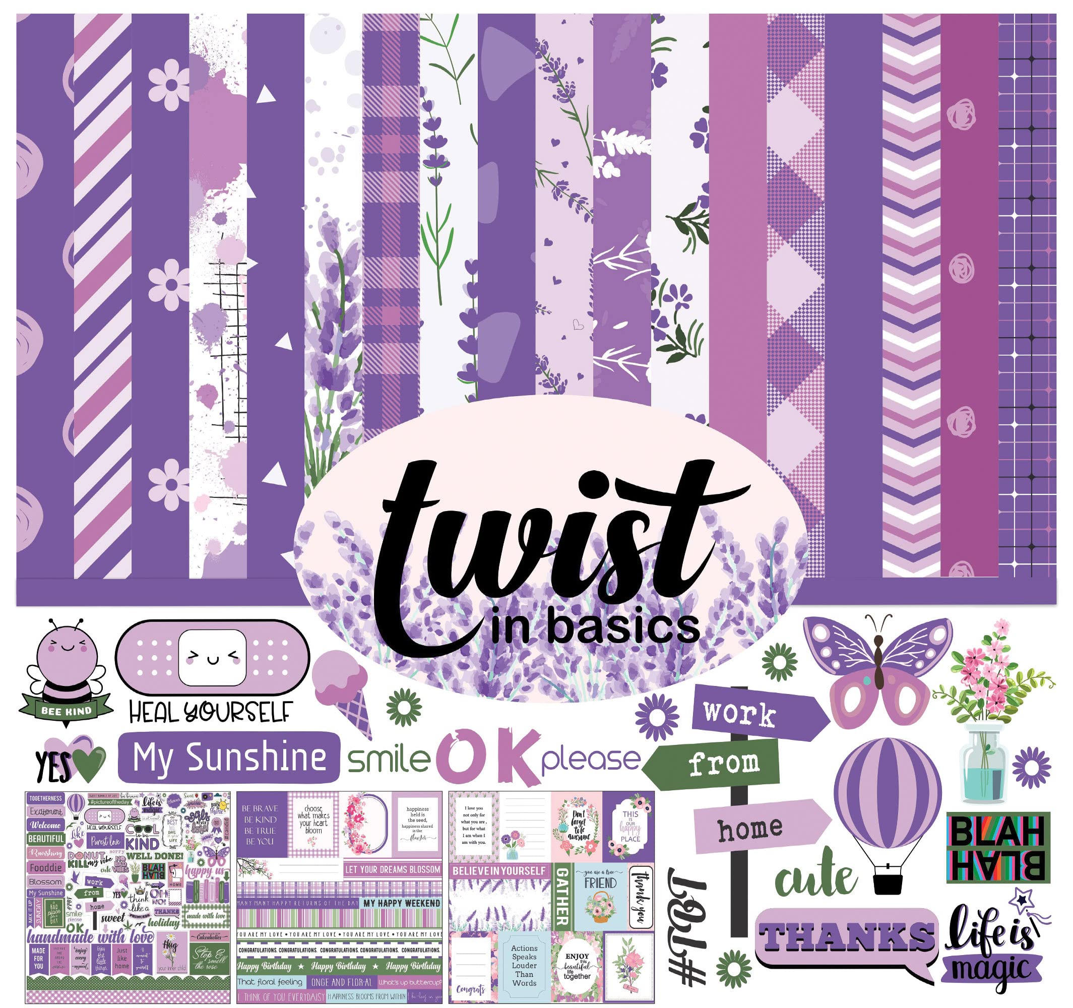 Papier Scrapbook 12x12 violet Twist In Basics pour décorer vos albums de photos de mariage