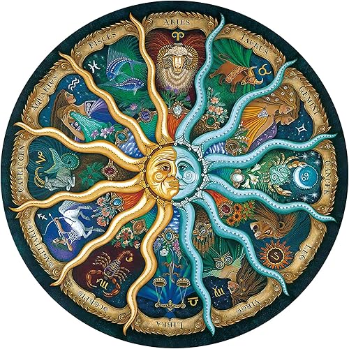 Rompecabezas del zodiaco de 1000 piezas para adultos, niños y adolescentes, rompecabezas redondo, juguetes de regalo, horóscopo del zodiaco, 26.7 x