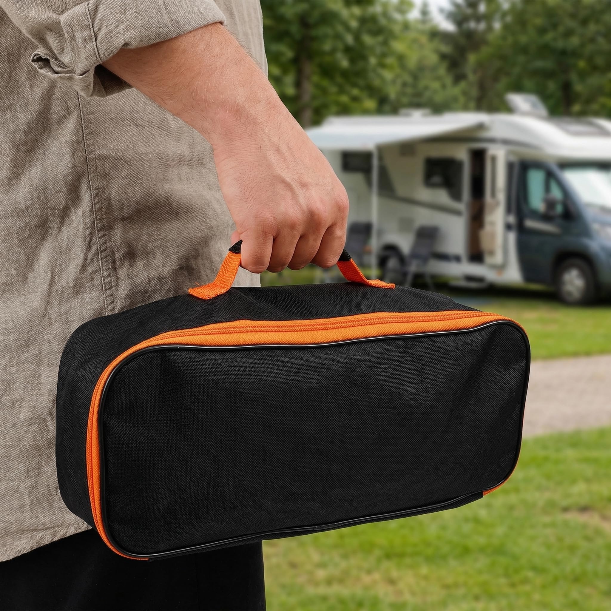 TOYANDONA Bolsa de almacenamiento de herramientas para parrilla al aire libre, soporte para herramientas de barbacoa, organizador portátil de tela Oxford para utensilios de parrilla, accesorio ligero