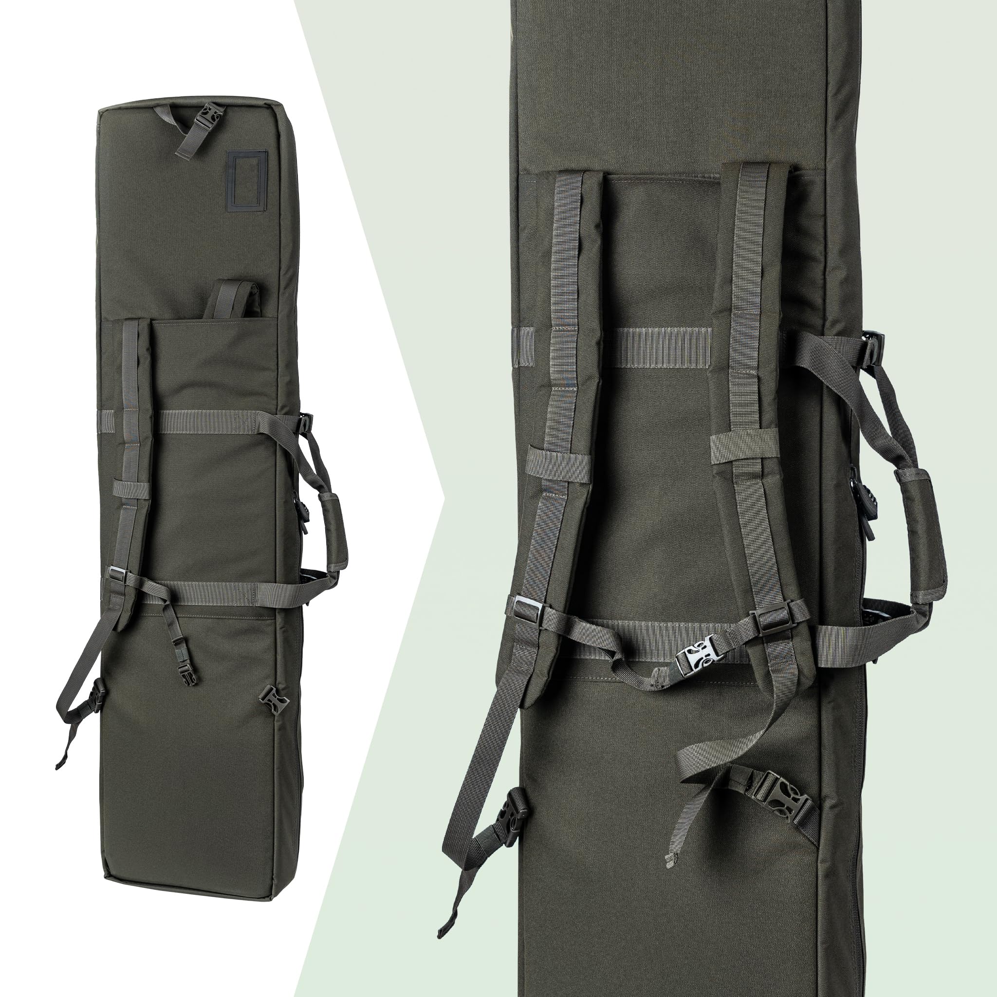DÖRR Gewehrtasche ProTac für eine oder Zwei Langwaffen, Olivgrün & Schwarz | Innemaße Single-Tasche 108x27x6 cm, Doppel-Tasche 129x30x12 cm, für Jagd, Schießsport, Airsoft, Luftgewehr, Waffenfutteral