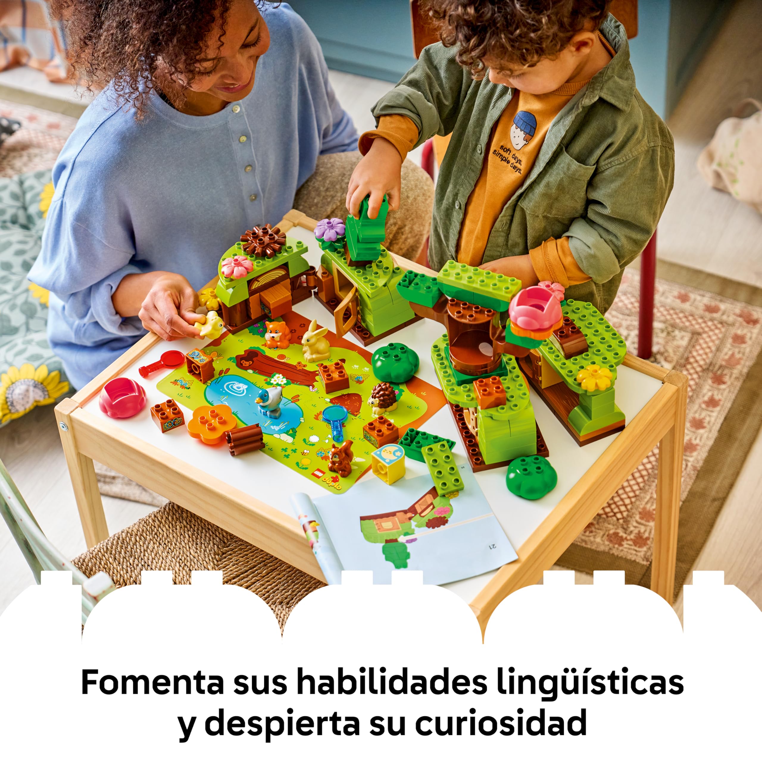 LEGO Duplo Bosque de los Descubrimientos con Animales Salvajes – Juego Educativo – Juguete Montessori con Figuras de Animales, Árboles y Tapete – Regalo para Niñas y Niños de 3+ Años – 10480