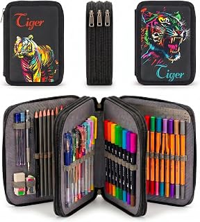 JERN 3 Compartment 78 Pencil Box for Boys & Girls | Hardtop Zipper Pencil Case with Large Storage Capacity | Multi Layer S... Price In India