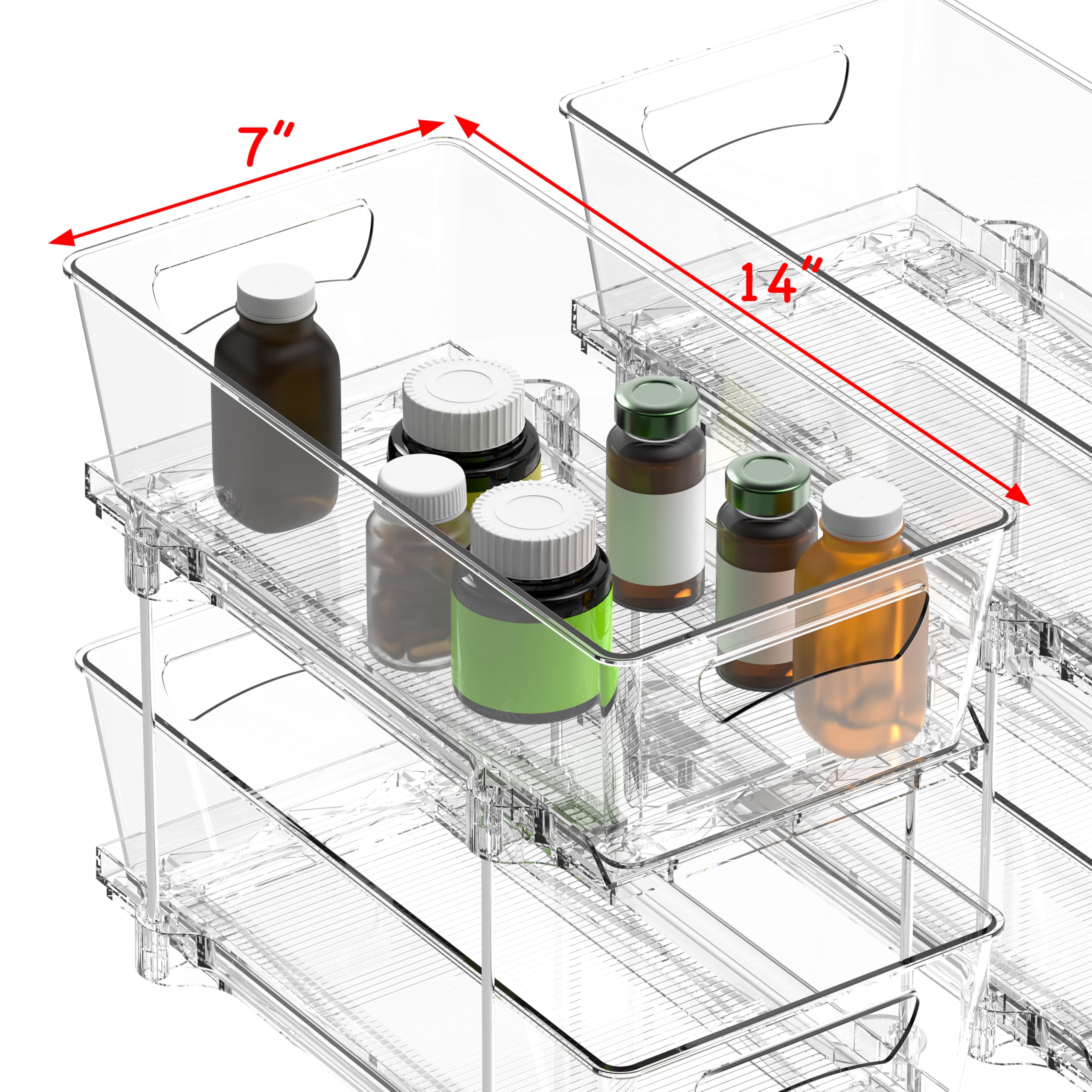 Organizador extraíble de 2 niveles para cajones y cajones, paquete de 2, transparente 9
