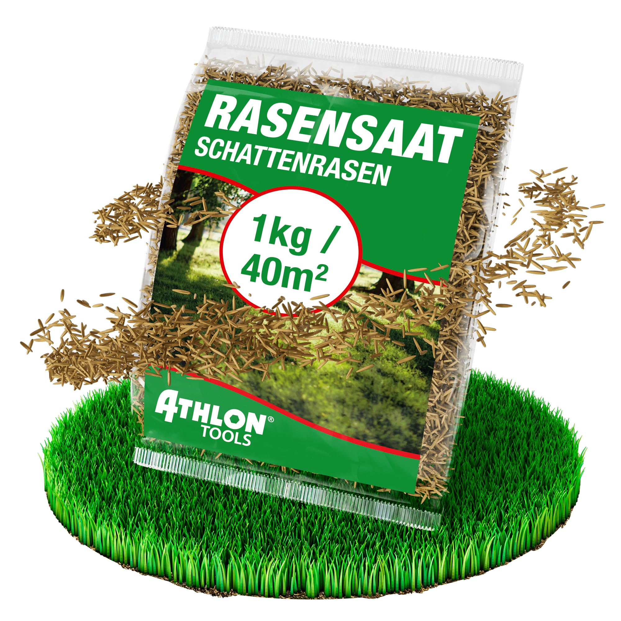ATHLON TOOLS Lawn Seeds 1 kg Lawn Seed Spring, All Year and Autumn - Lawn Reseeding (Shade, 1000, g)