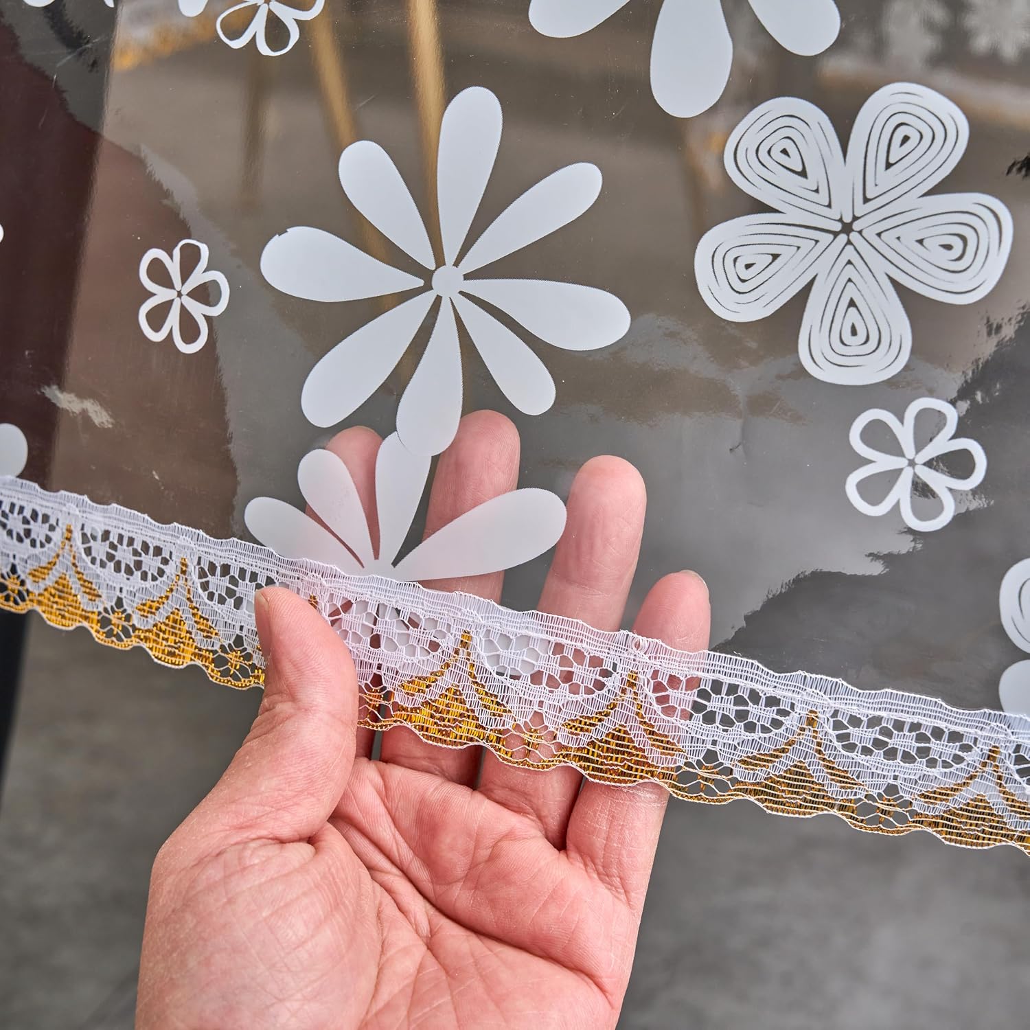 Pioggia Clear Tablecloth with Printing Vinyl Table Cloth Waterproof Oil-Proof Stain Resistant Plastic Table Cover Protector (Pattern B, 54x120 Inch) image 4