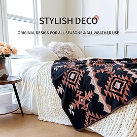 ACUSHLA Merino Wool Blend Blanket - Soft Warm Thick Washable Bed Couch Outdoor Camp Travel Car Blanket Throw All Weather, Morocco Navy Blue 63x51