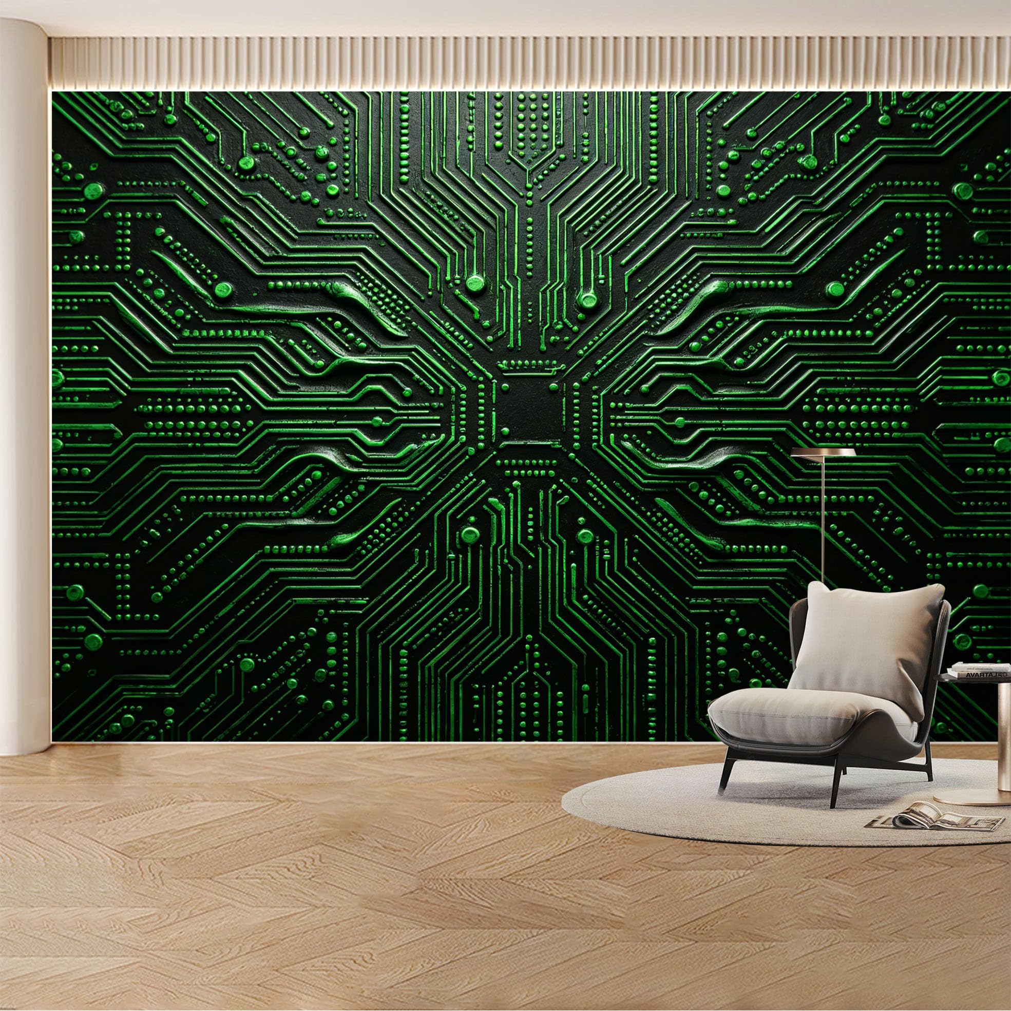 Custom Wall Mural Wallpaper Circuit Board Pattern 3D Effect Modern Wall Decor Large Wall Art Futuristic Tech Style Removable SelfAdhesive Large Photo for Living Room， Bedroom， Office