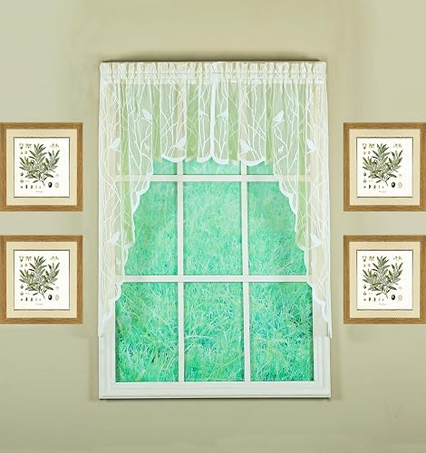 Today's Curtain, Songbird Semi-Sheer Lace Swag 38', Ivory, 56' W x 38' L
