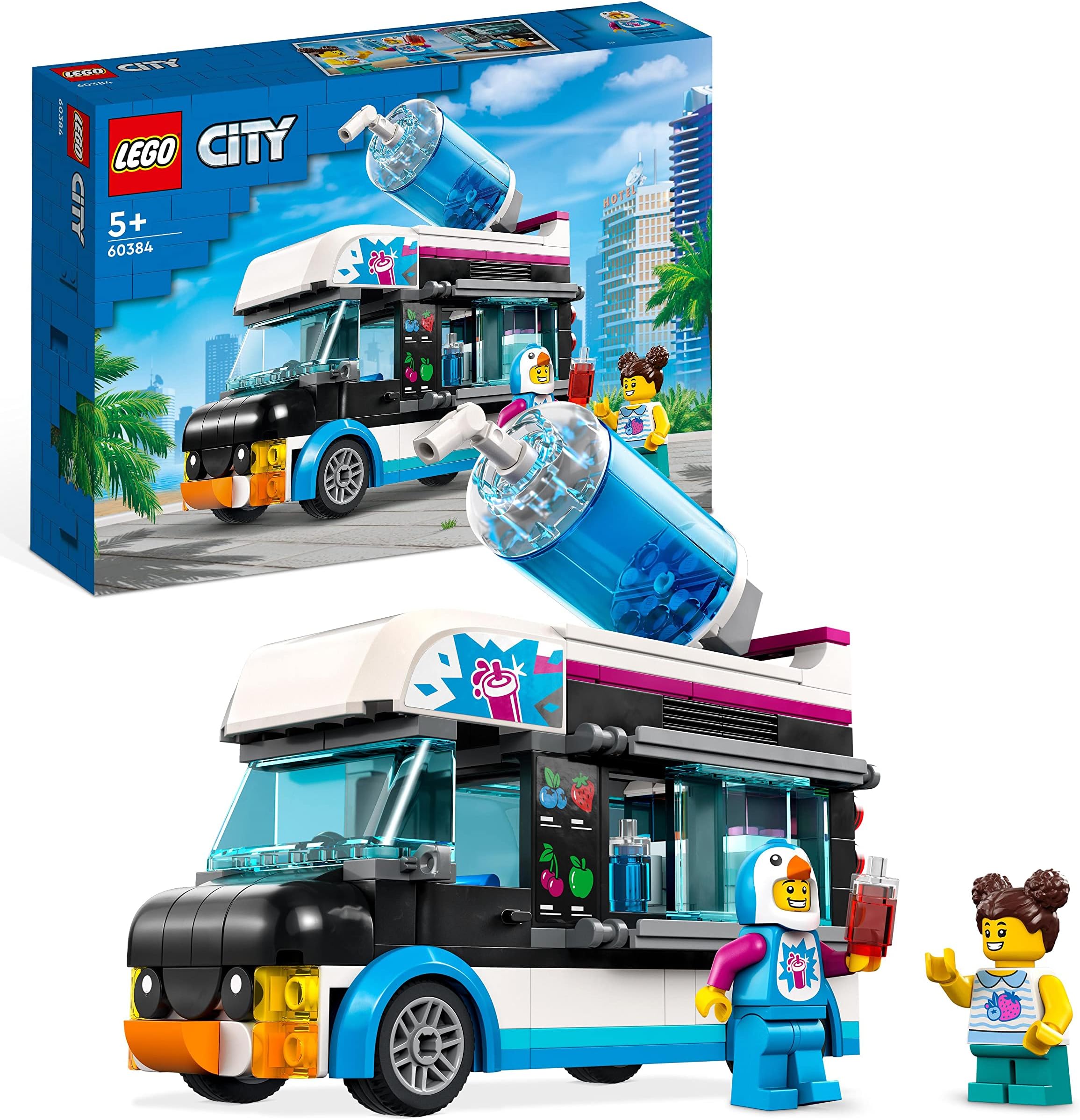 60384 City Penguin Slushy Van, Truck Toy for 5 Plus Year Old Kids, Boys & Girls, Vehicle Building Set with Cosutme Figure, Summer Series, Gift Idea