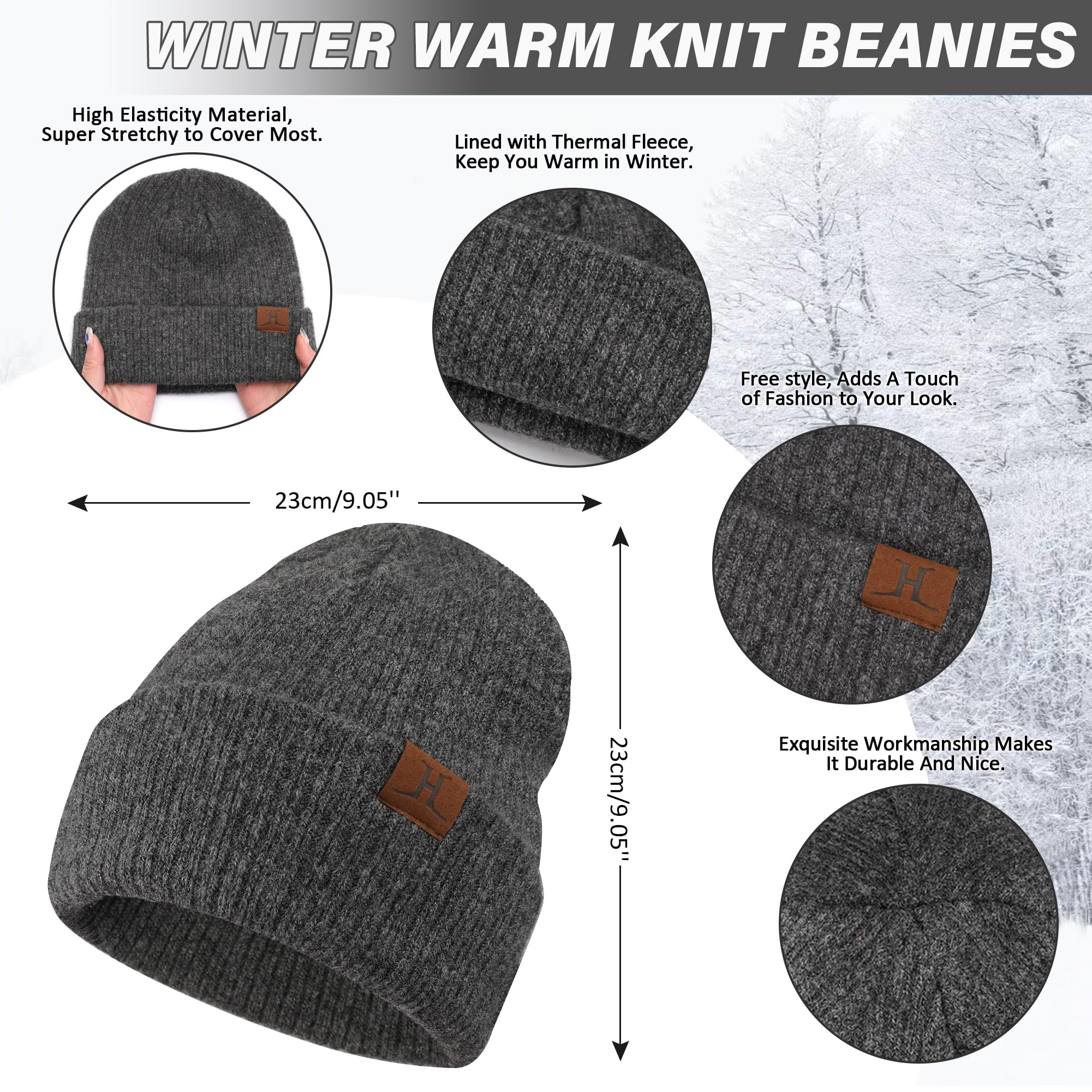 Mujer Hombre Invierno Termicos Gorro Beanie Bufanda Conjunto Tejido Slouchy Gorros Infinity Bufandas para Mujeres Hombres