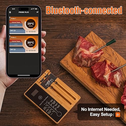 Miniatura 10 de Termómetro digital para carne, termómetro de cocción instantánea, termómetro de horno de lectura instantánea, sonda plegable integrada, LCD, función