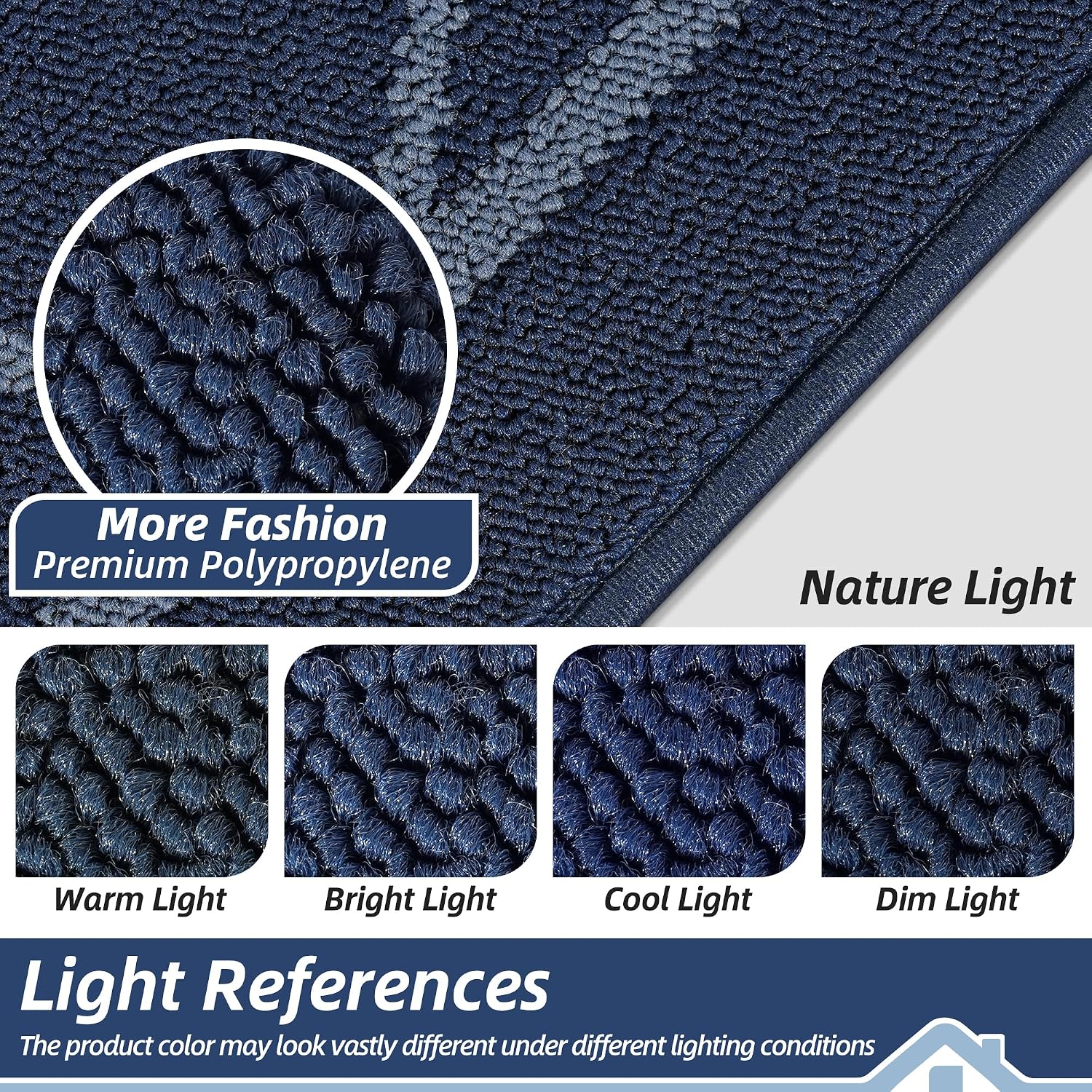 BEQHAUSE Kitchen Rugs Non Slip Washable Set of 2,Navy Blue, 20x30+20x48in | Stain Resistant Kitchen Mats For Floor,Durable Kitchen Mat,Low Pile Rugs For Kitchen,Kitchen Runner Rug For Sink And Stove
