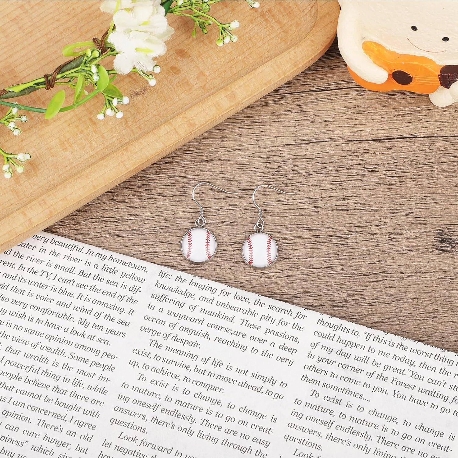 Baseball Earrings for Women, Stylish Baseball Dangle Earrings Softball Drop Earring Sport Ball Shape Jewelry Gifts for Baseballs Players Lovers Fans Decorations, 1.4x0.6 Inch - Image 3