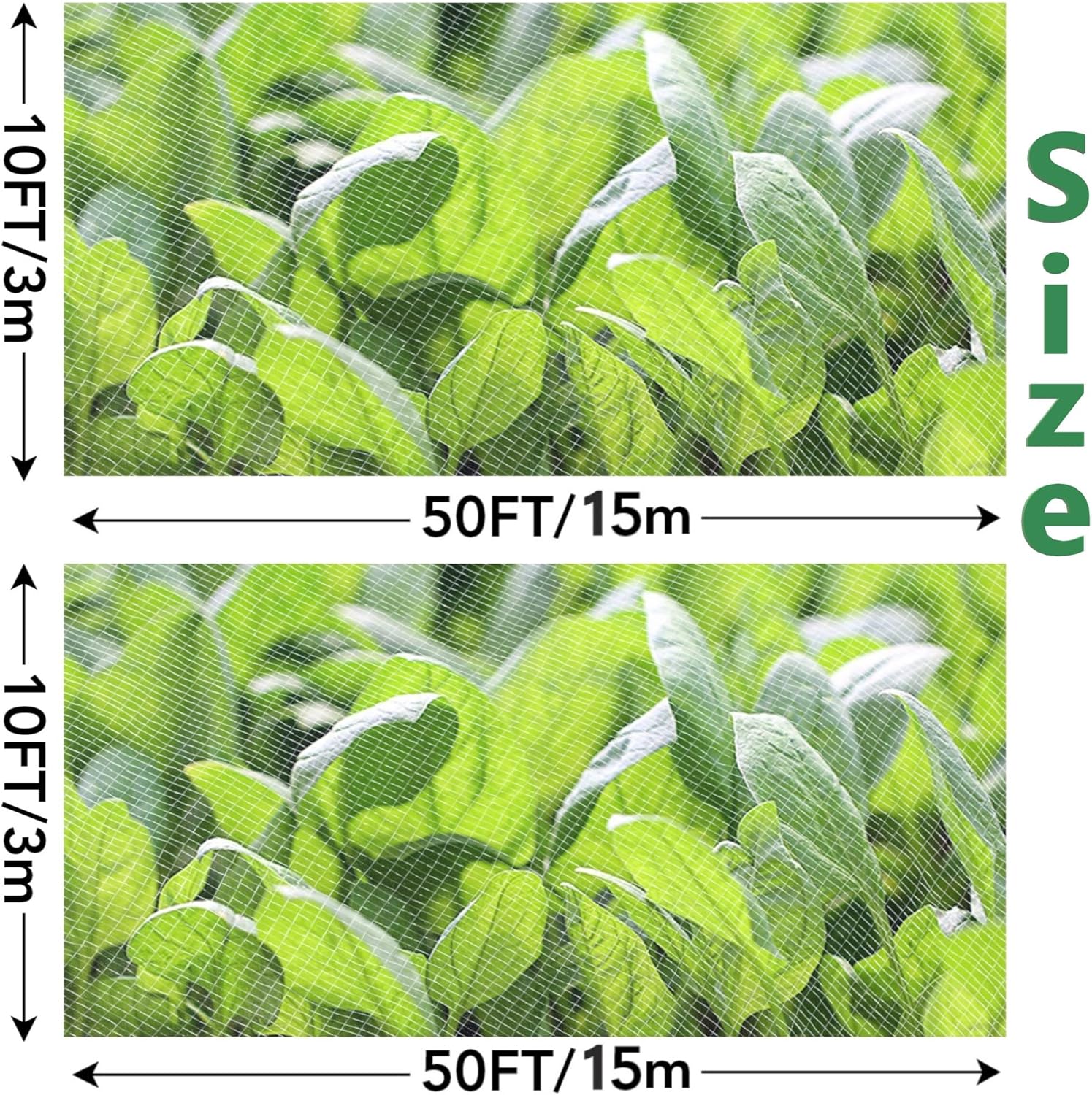 SWANGSA Garden Netting 10 X 50 FT 2 Pack, Ultra Fine Garden Mesh Plant Netting for Garden Protection Row Cover Raised Beds Screen, Protecting Plants Vegetables Flowers Fruit Trees