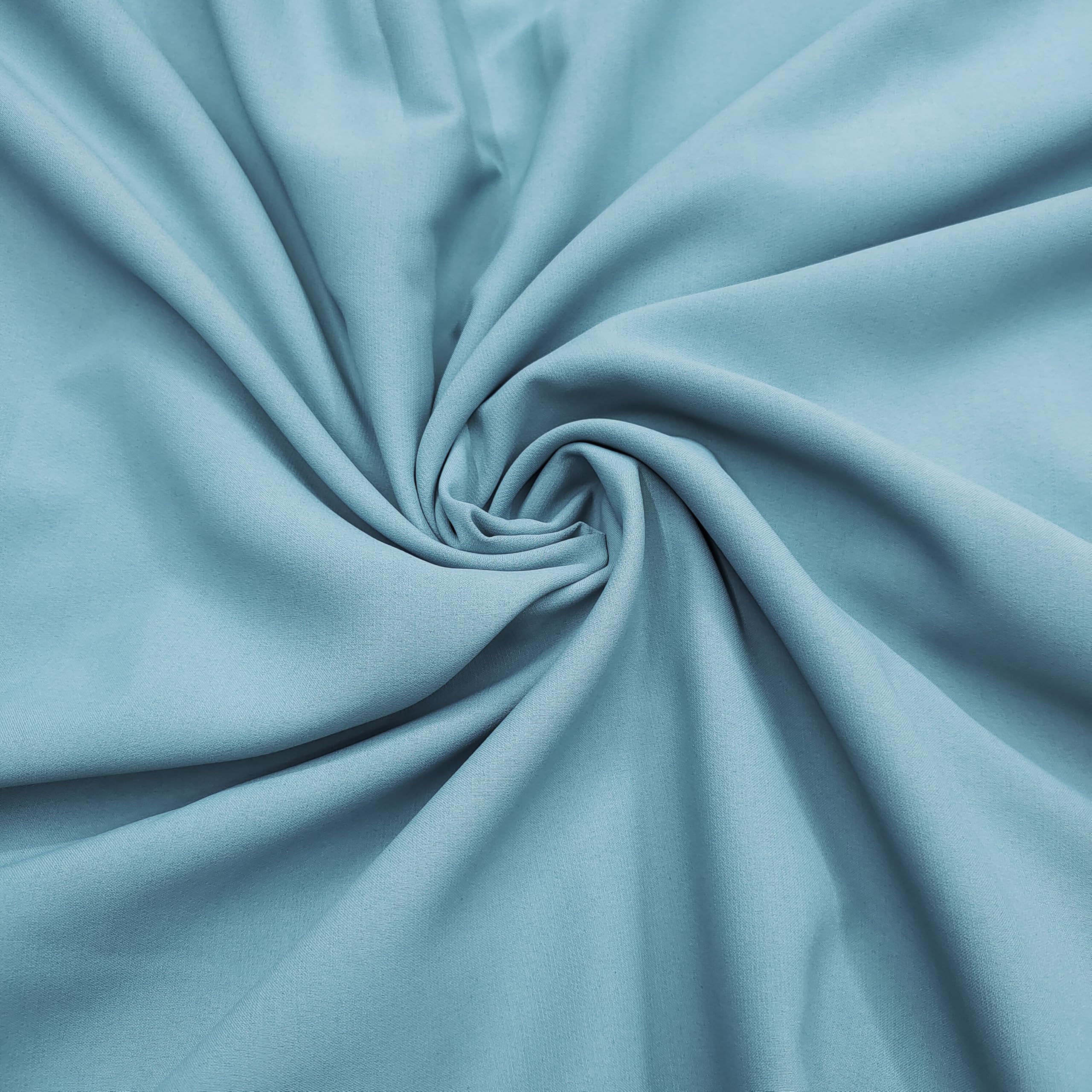 Solid Sky Blue Color Unisex Cotton Blend Kurti Fabric-image-1