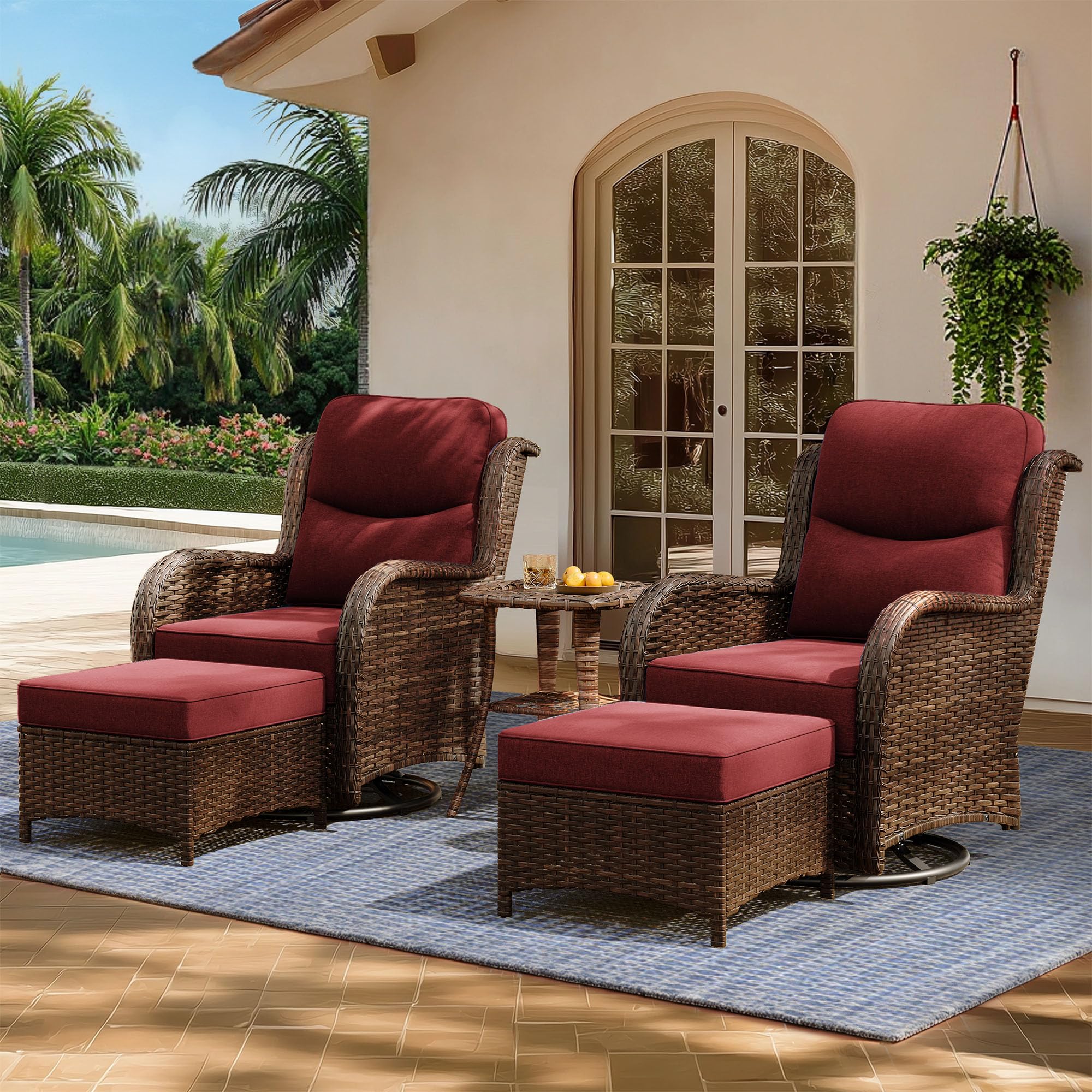 HILLGA Luxury Outdoor Patio Furniture Set with 6-Inch Thick Cushions