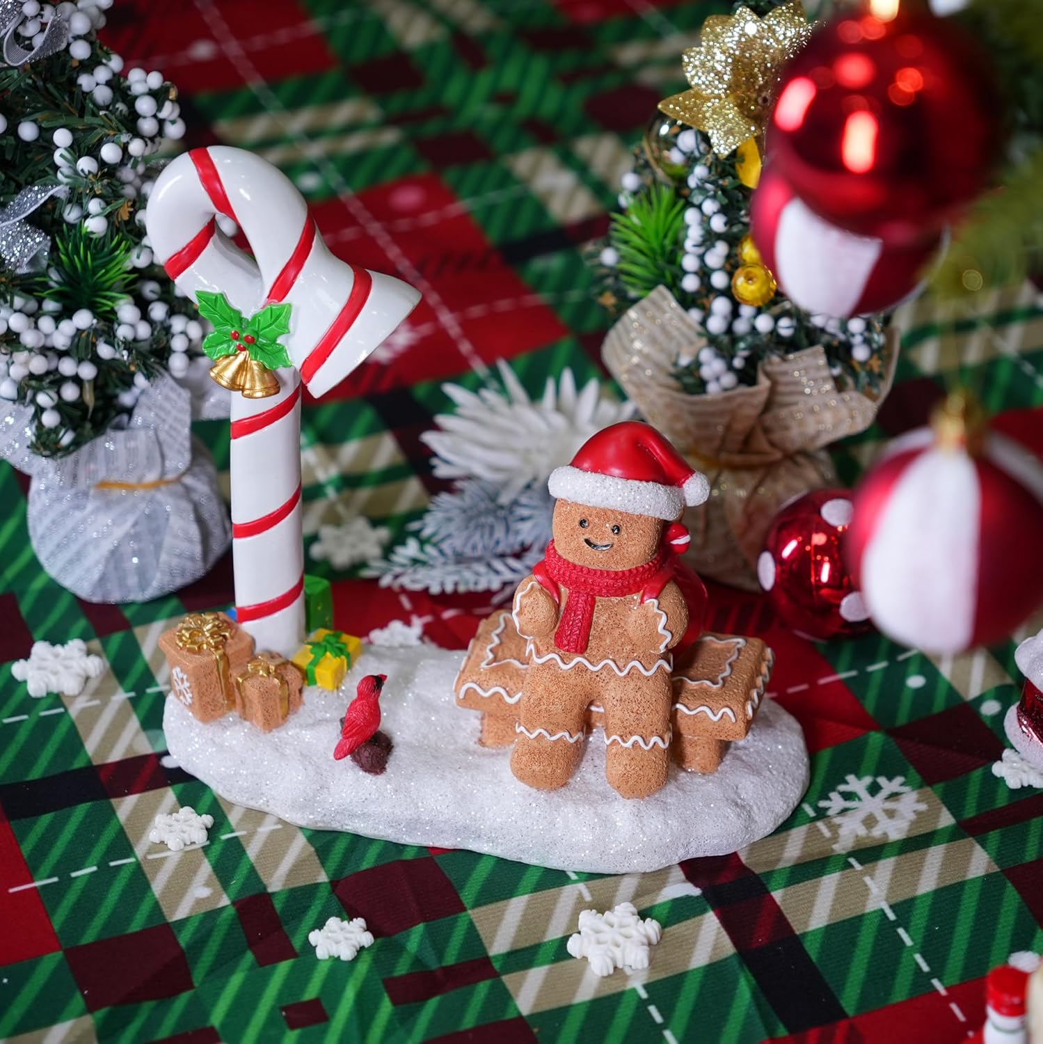 Christmas Gingerbread Man Decorations Indoor Home Decor Christmas Gingerbread Man Figurines Winter for Table Top Centerpiece Fireplace Decor Cute Decoration Gift（GB） - Image 8