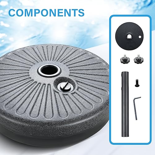 Miniatura 5 de HealSmart Sombrilla de patio de 20 pulgadas y 50 libras, soporte resistente para césped al aire libre, terraza, piscina, base negra