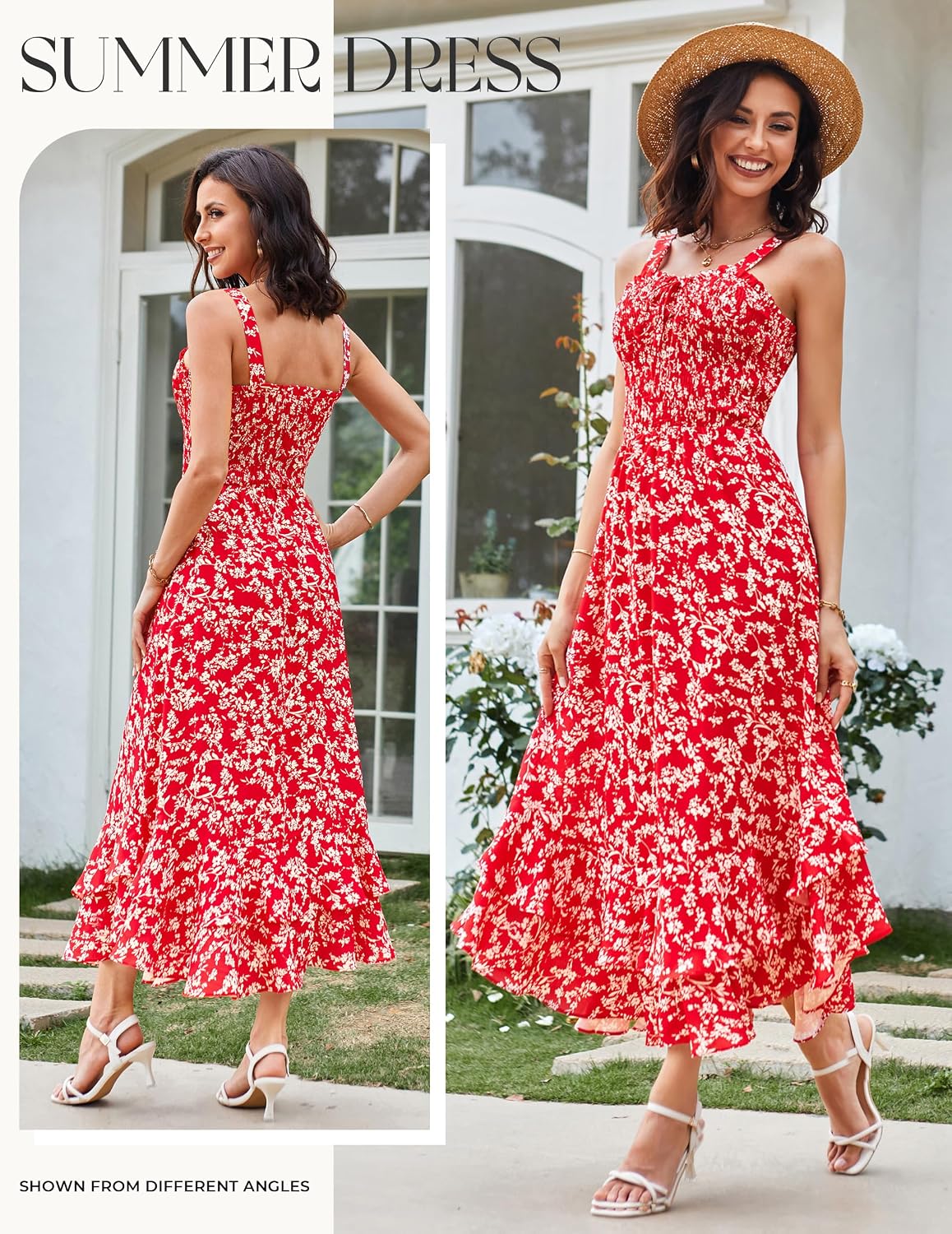 GRACE KARIN Women's 2026 Summer Floral Boho Dress Square Neck Strapped Swing A Line Sundress Beach Long Maxi Outfits thumbnail