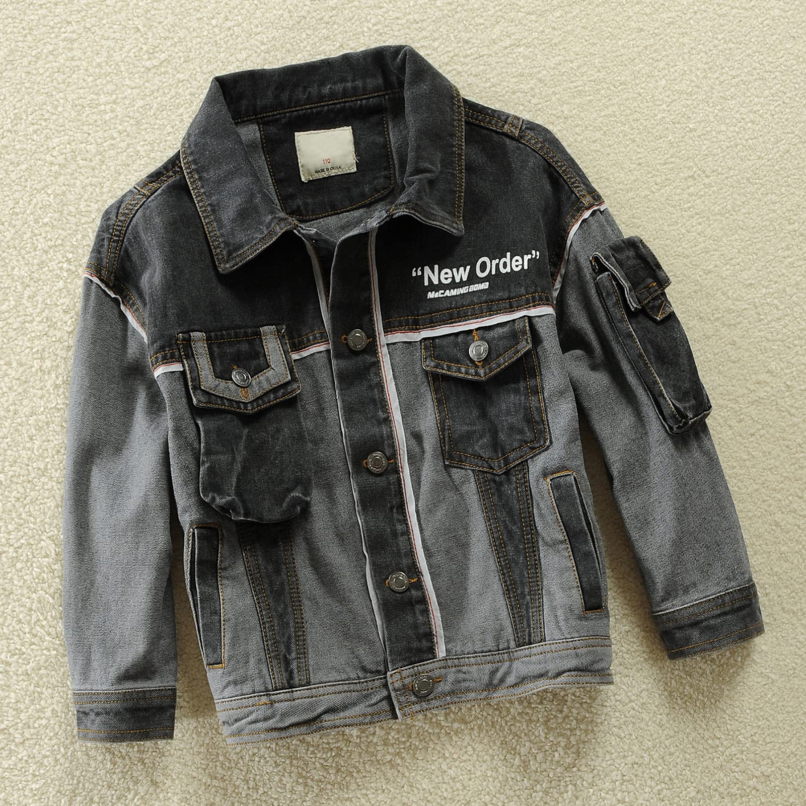 Kinder Jeansjacke Jungen Jeans Jacke mit Buchstaben Denim Jacket Outdoor Mantel Übergangsjacke Frühling Herbst