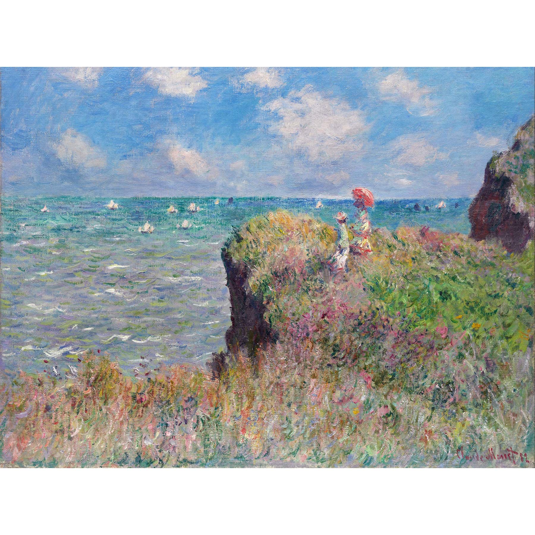 Claude Monet Cliff Walk At Pourville, großer Kunstdruck auf Leinwand, Premium-Poster
