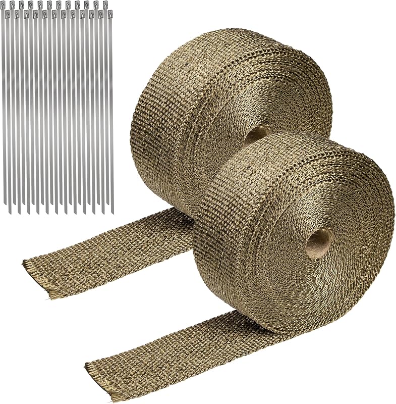Fita para Enrolamento Térmico do Escapamento Deecam em Fibra de Basalto 2" x 50 pés – 2 rolos com 24 abraçadeiras de aço inoxidável