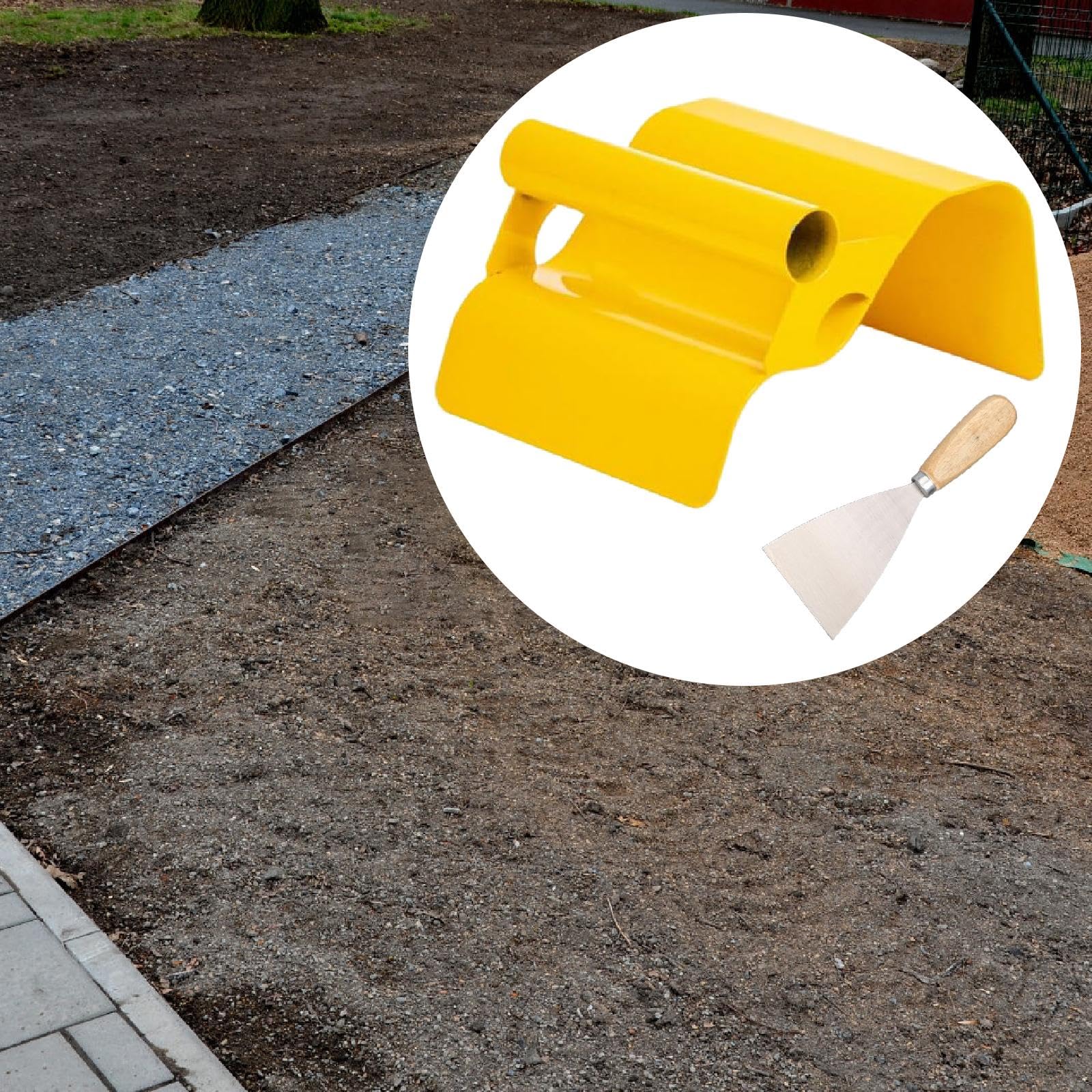 Juego de 2 Paletas para Cemento, Espátulas con Borde de Acero Al Carbono, Mango Antideslizante, Multiusos, Adecuadas para Aceras, Patios, Jardines Y E, Onda Amarilla