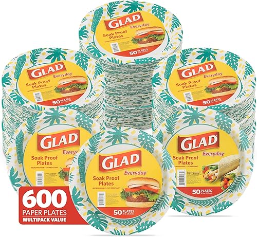 Glad - Platos de papel desechables cuadrados para todas las ocasiones