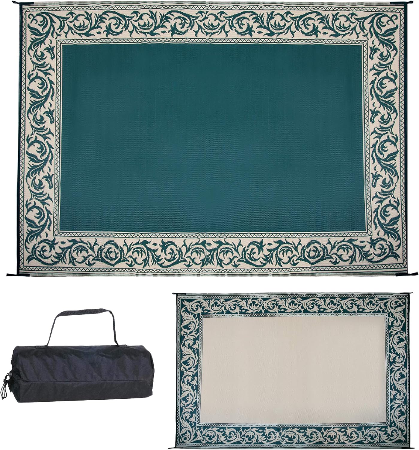 Stylish Camping RD4 Classical Mat Green/Beige Reversible 6-Feet x 9-Feet