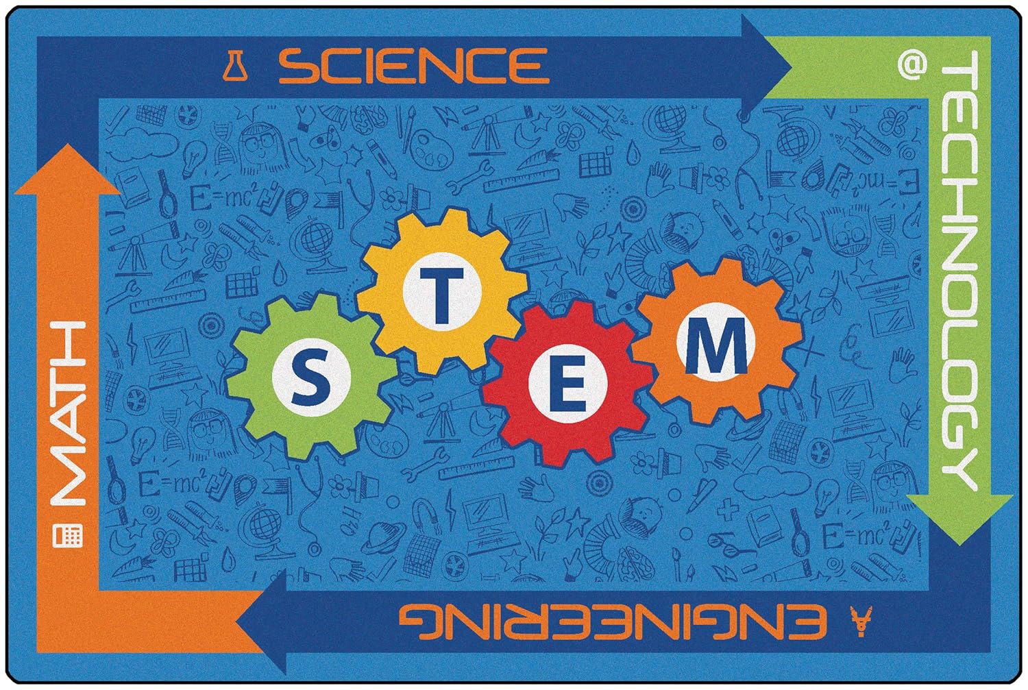 Carpets for Kids KID$Value Plus 72.81 STEM Classroom Rug 6ft x 9ft Rectangle Blue