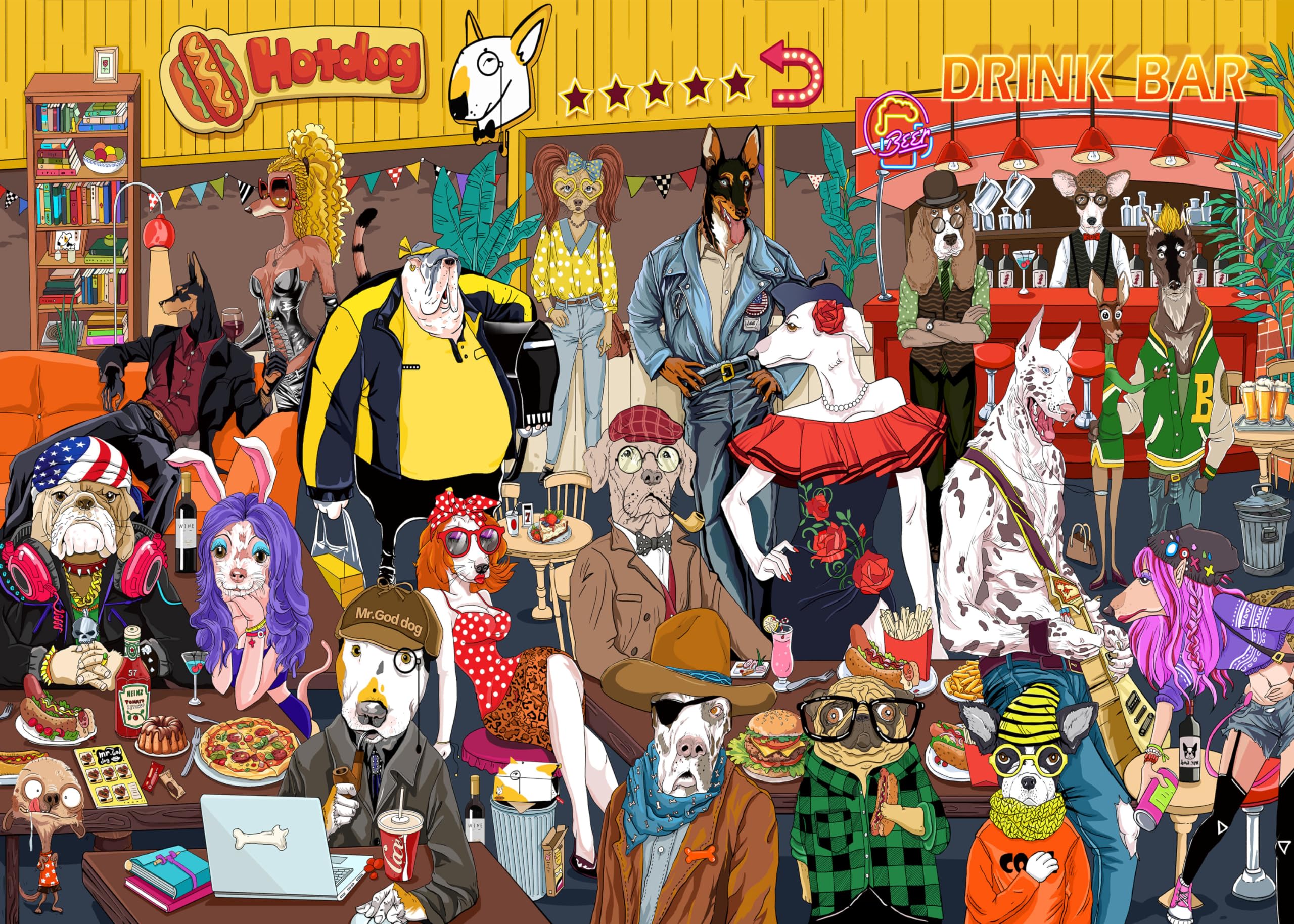 Hipazous 1000 Piece Jigsaw Puzzle for Adults,Family Game,Dog Party Puzzle with Sturdy Blue Cardboard,Perfect Snap 27.6x19.7 Inches