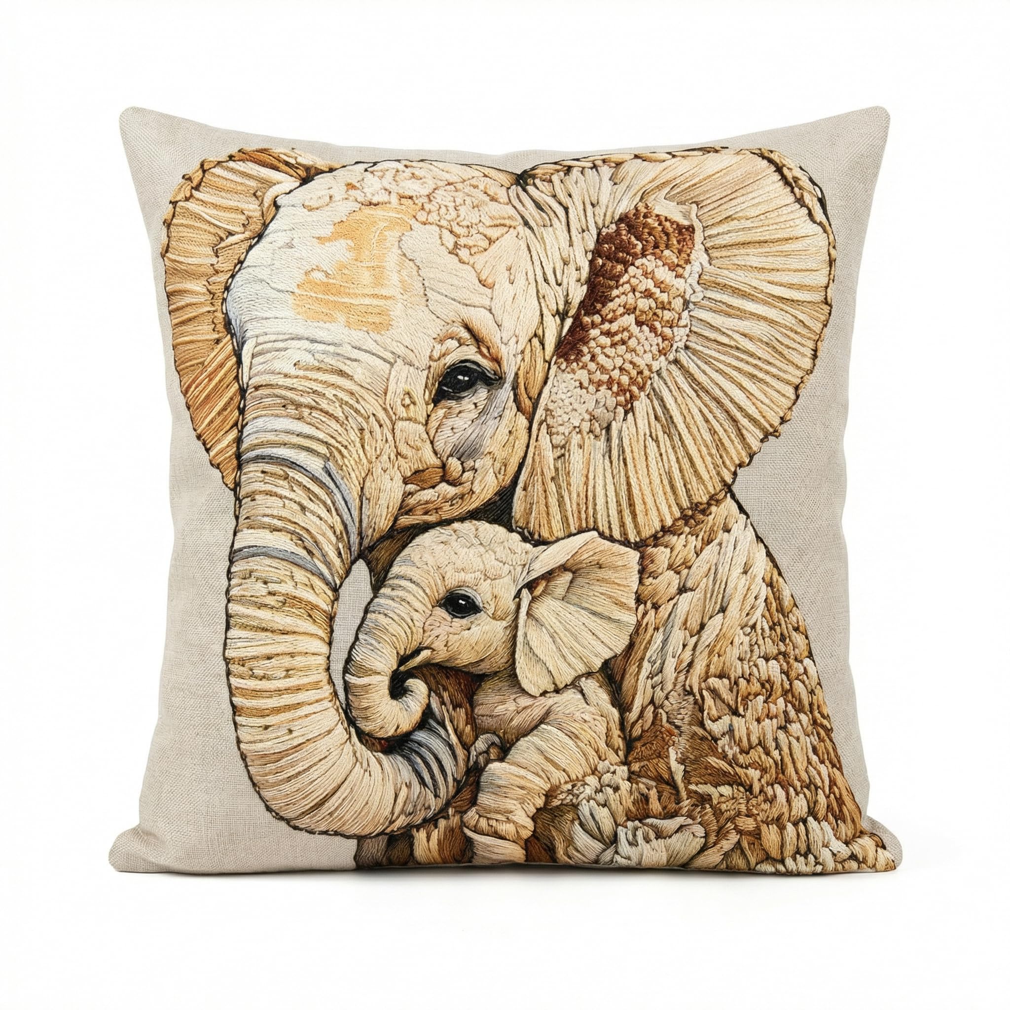 PVOODIRE Linen Elephant Cushion Covers 45x45cm - Animal Print Decorative Throw Cover Indoor Outdoor — image 1