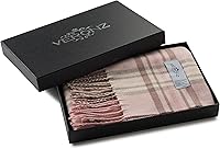 Vista 2 de Veronz - Bufanda clásica de invierno muy suave de aspecto lujoso y sensación de cachemira con caja de regalo Regalo a cuadros rosa y marrón