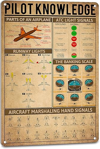 NEGLAI Letreros de metal vintage para decoración de aviación, diseño de piloto, arte de avión, decoración de pared, decoración de avión para niños,