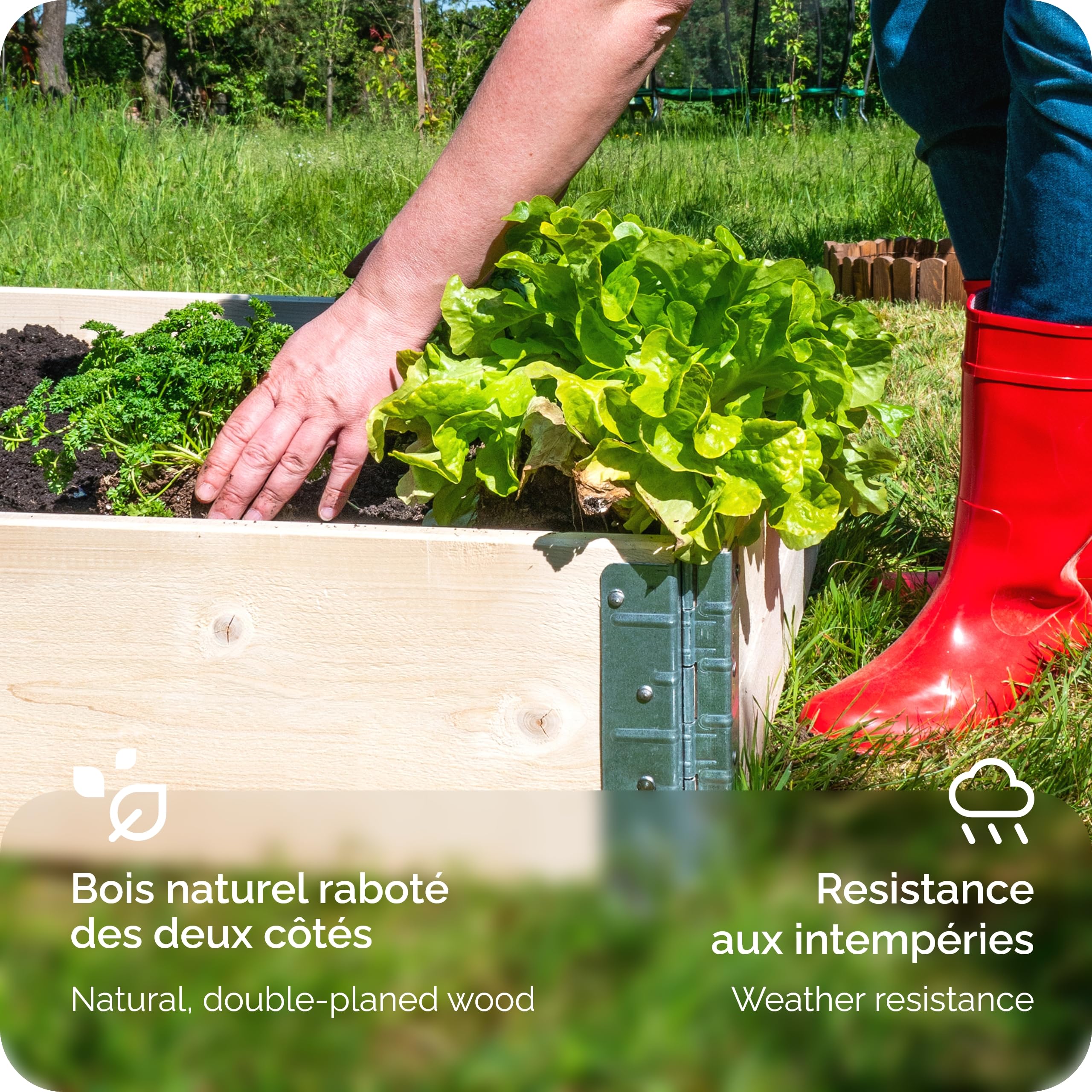 Garronda Carré Potager modulable en Bois Naturel 80x60x20 cm – Jardinière extérieure en palettes, empilable et Pliable, pour Jardin, Plantes, Fleurs, Herbes, Fruits et légumes GD-0141, 3 pièces
